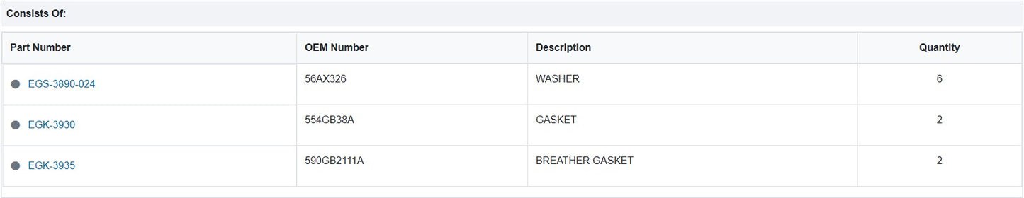 Gasket Valve Cover set EGS-3833