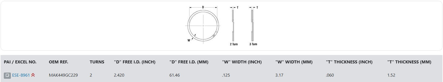 Internal / External Retaining Ring PAI ESE8961, Mack 449GC229